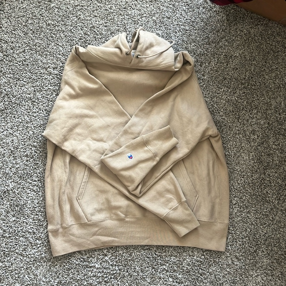 Tan Reverse Weave Hoodie